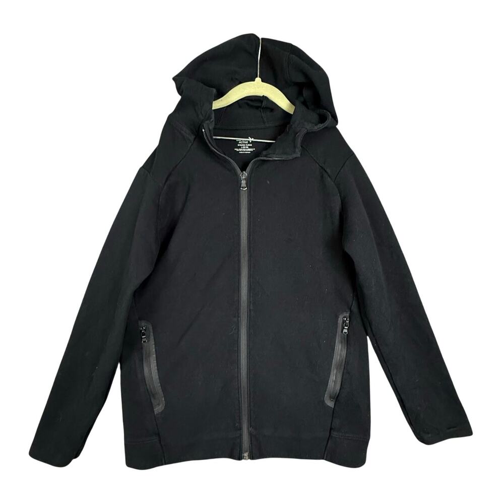Old Navy Active Dynamic Fleece Black Full Zip Up Hoodie Sweatshirt Boys L 10 12